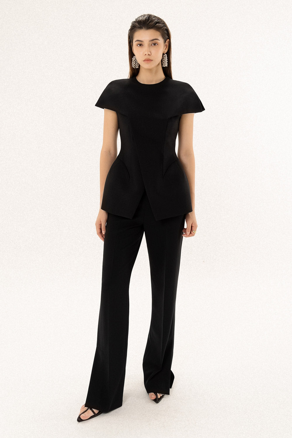 Patia Straight Ribbed Polycotton Floor Length Pants