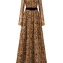 Finley A-line Box Pleated Lace Floor Length Dress