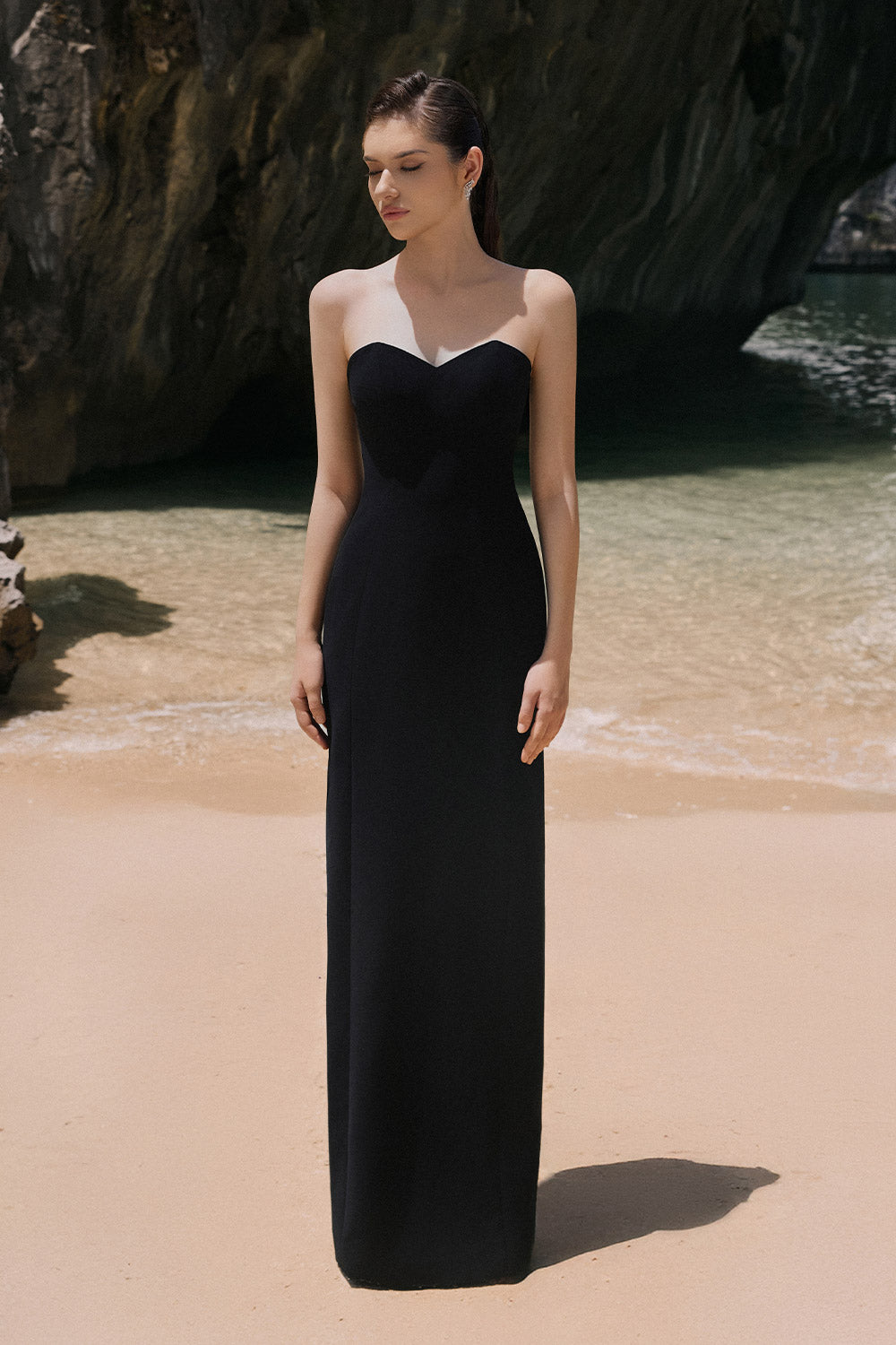 Yara Cape Semi-Heart Neck Velvet Satin Floor Length Set