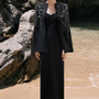 Yara Cape Semi-Heart Neck Velvet Satin Floor Length Set
