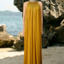 Catalina Straight High Neck Silk Floor Length Dress