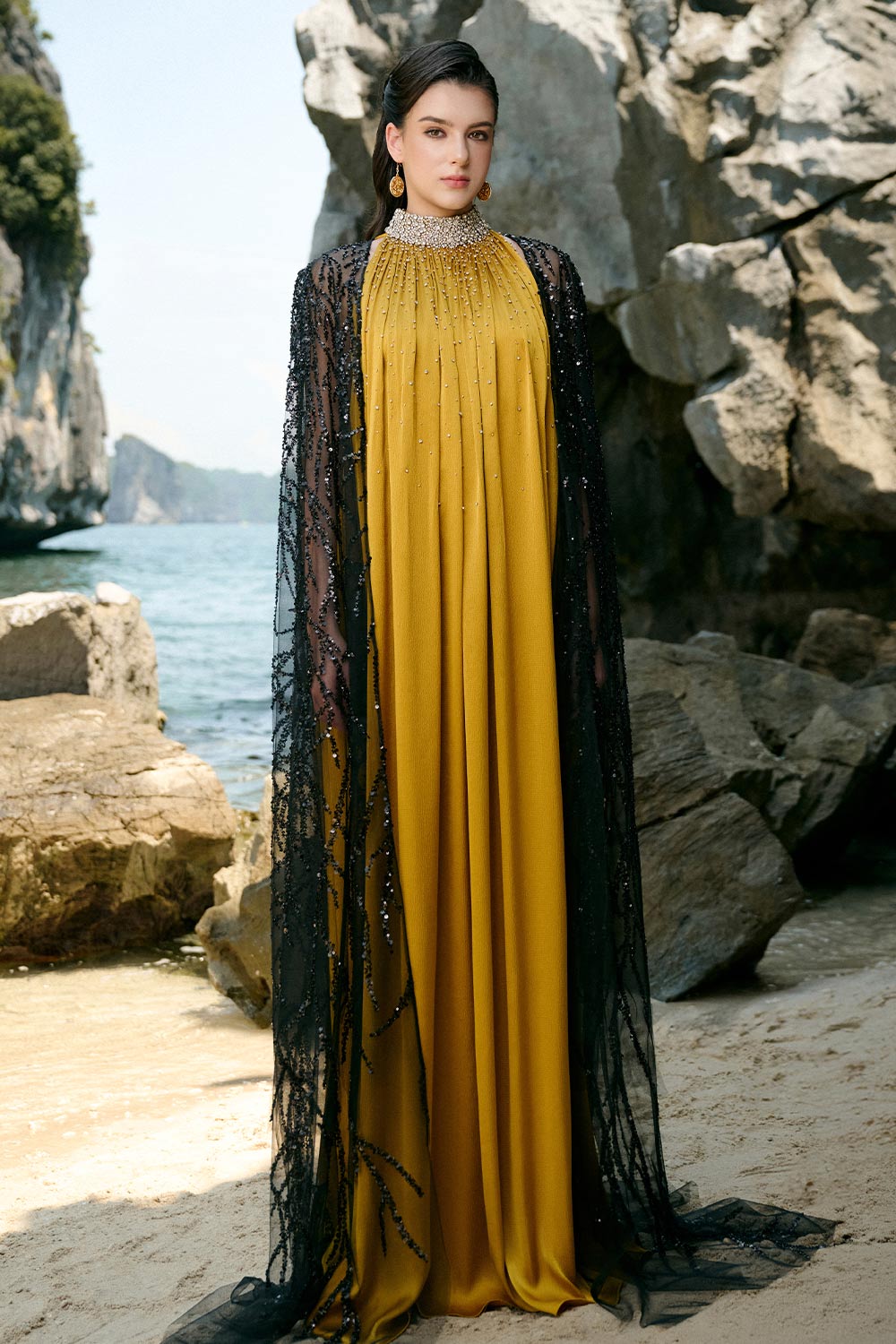 high neck yellow satin dress Jasmine Halter Maxi Dress, in Pale Yellow Luxe Satin, Size: 2XL | Show Me Your Mumu
