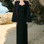Elliana Cape Semi-Heart Neck Velvet Satin Floor Length Set