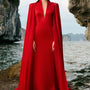 Anya Cape Plunge Neck Duchess Satin Extra Long Length Set