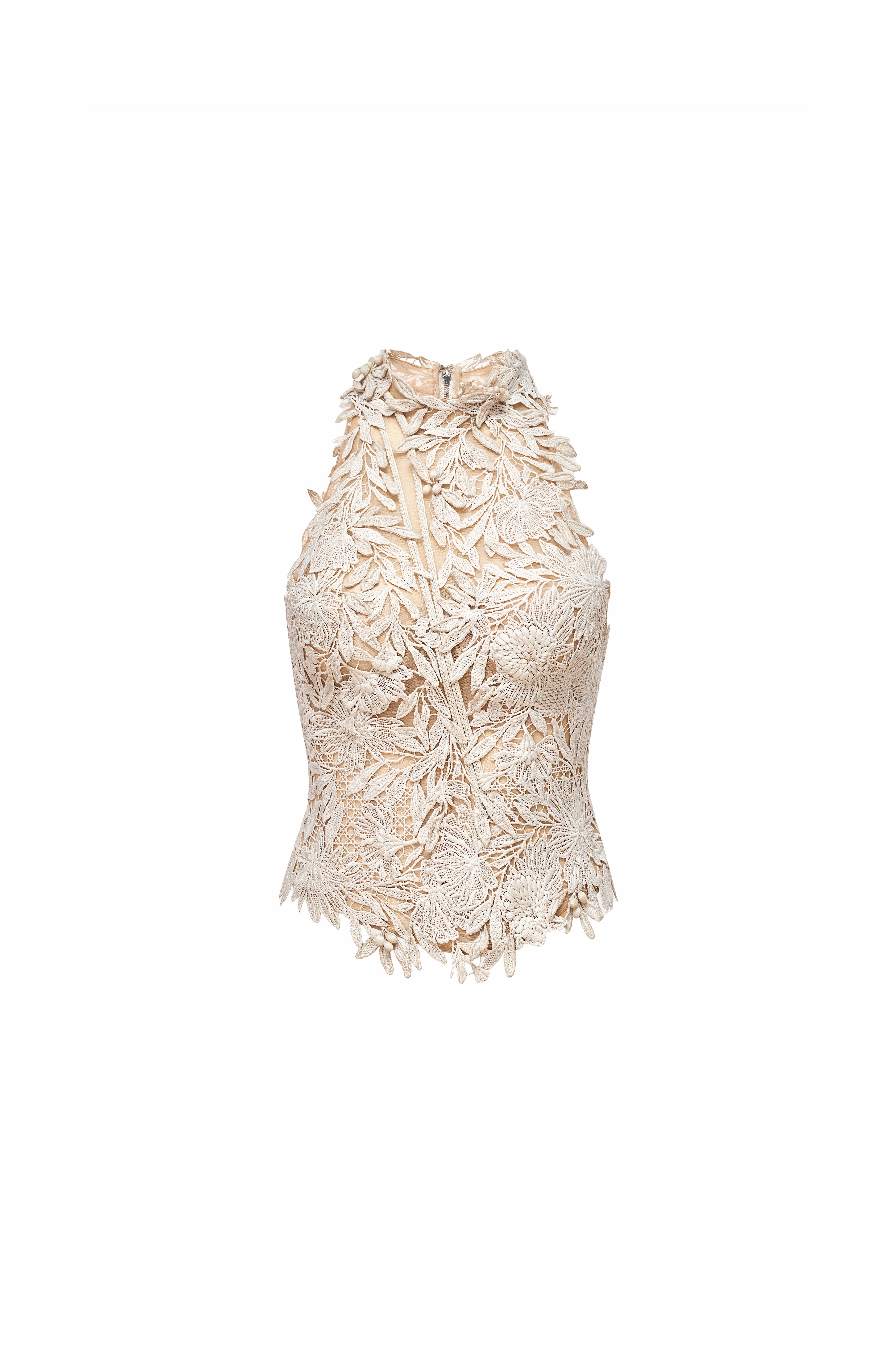 Amira Halter Neck Applique Top