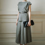 Luna Straight Batwing Sleeved Wool Twill Top
