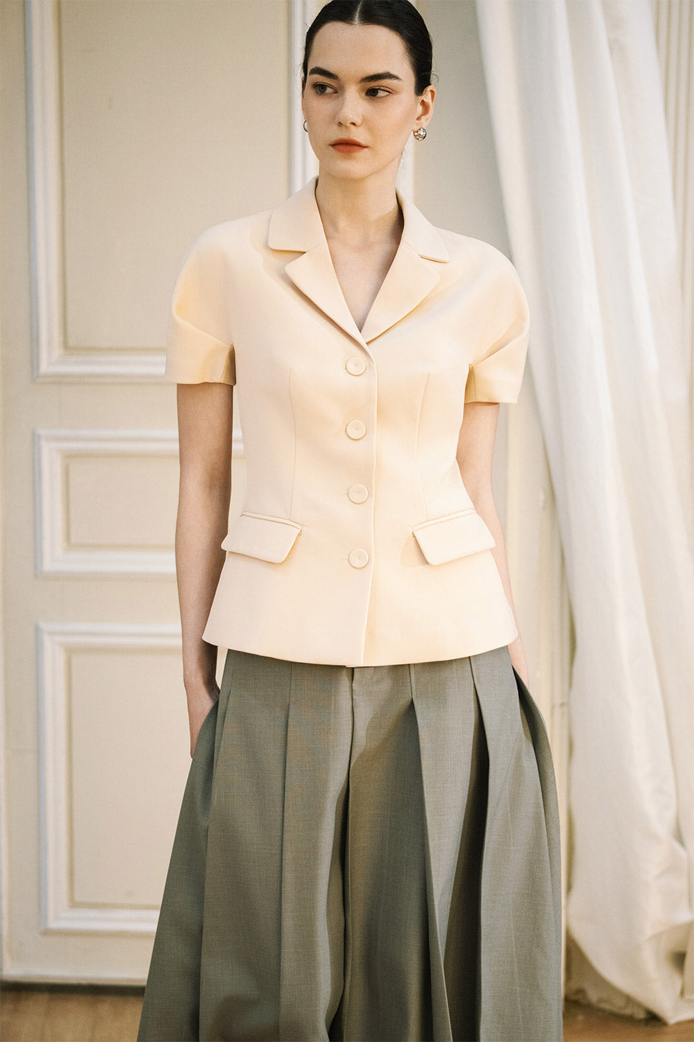 Haze Sheath Flap Pocket Twill Blazer