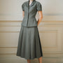 Haze A-line Knife-Pleated Wool Twill Midi Skirt