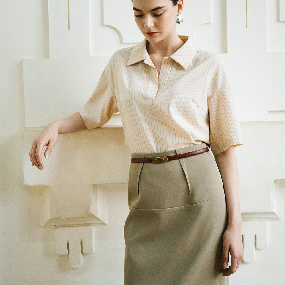 Haze Straight Johnny Collar Rayon Top