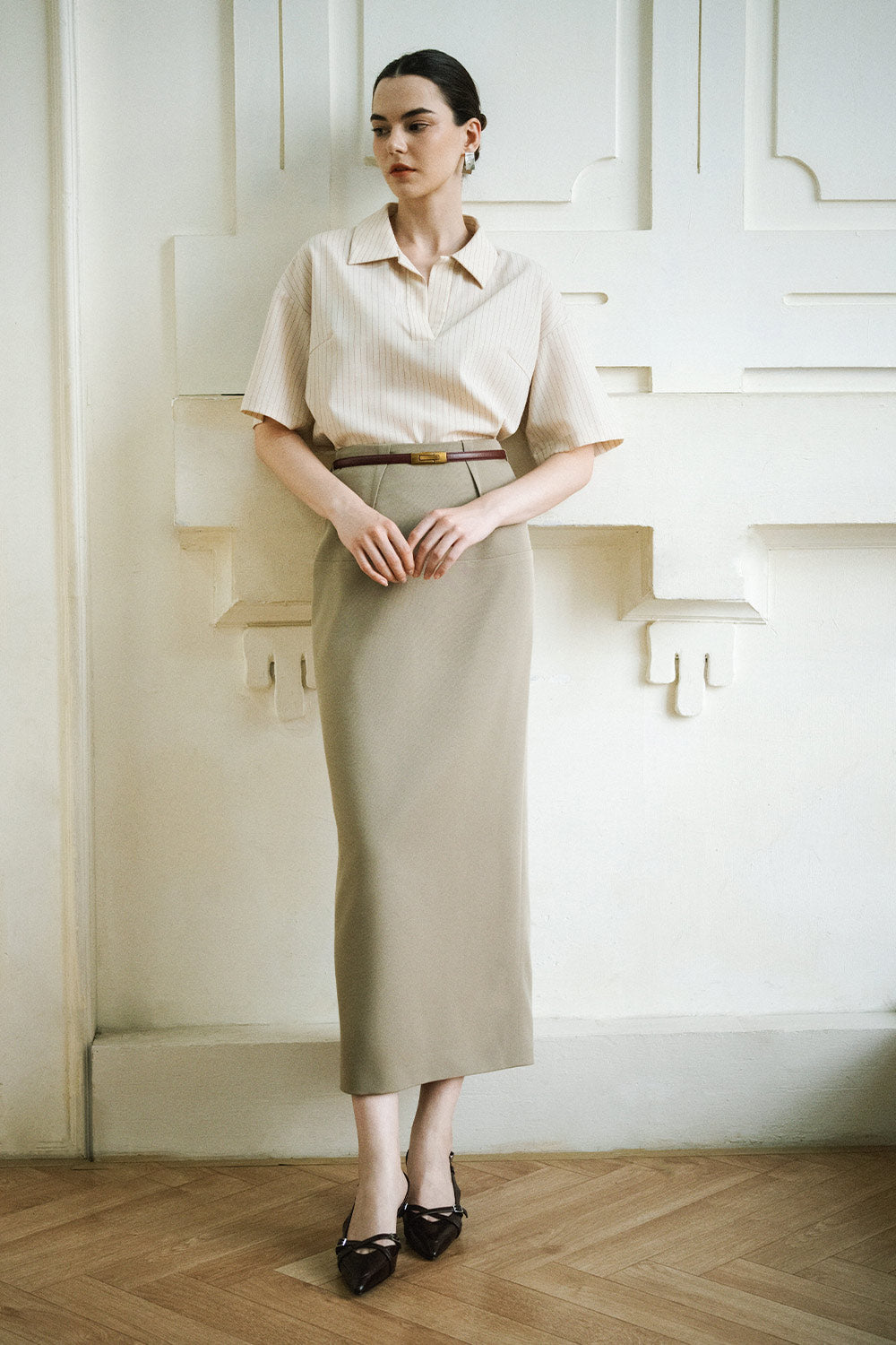 Haze Straight Johnny Collar Rayon Top