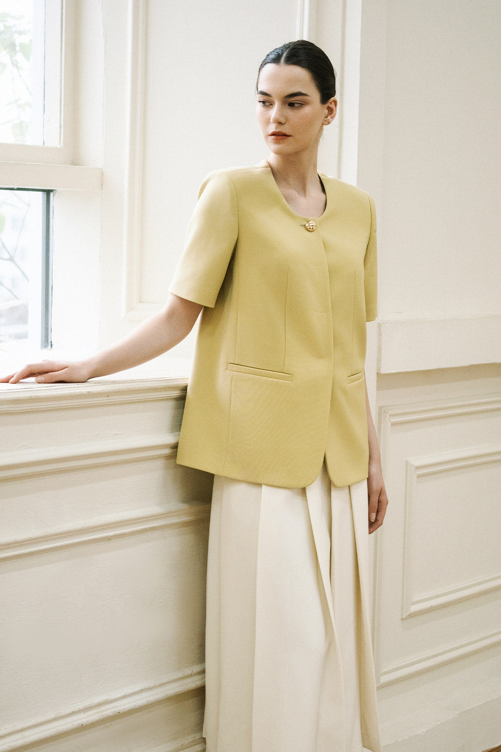 Haze A-line Knife-Pleated Wool Twill Midi Skirt