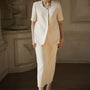 Orchis Sheath Back Slit Twill Midi Skirt