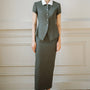 Chiara Peplum Contrasting Collar Wool Twill Blazer