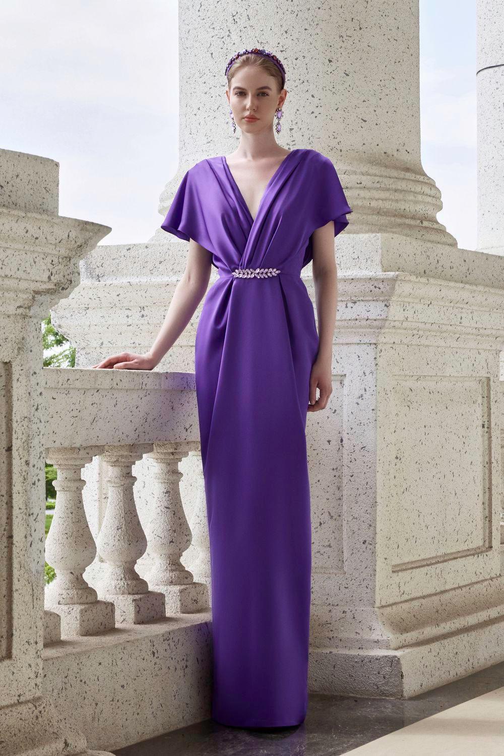 Solace Pegged V-Neck Silk Floor Length Dress - MEAN BLVD