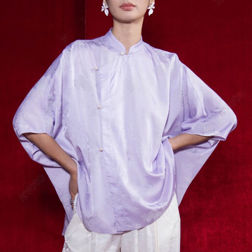 Cam Vien Straight Batwing Sleeved Silk Top