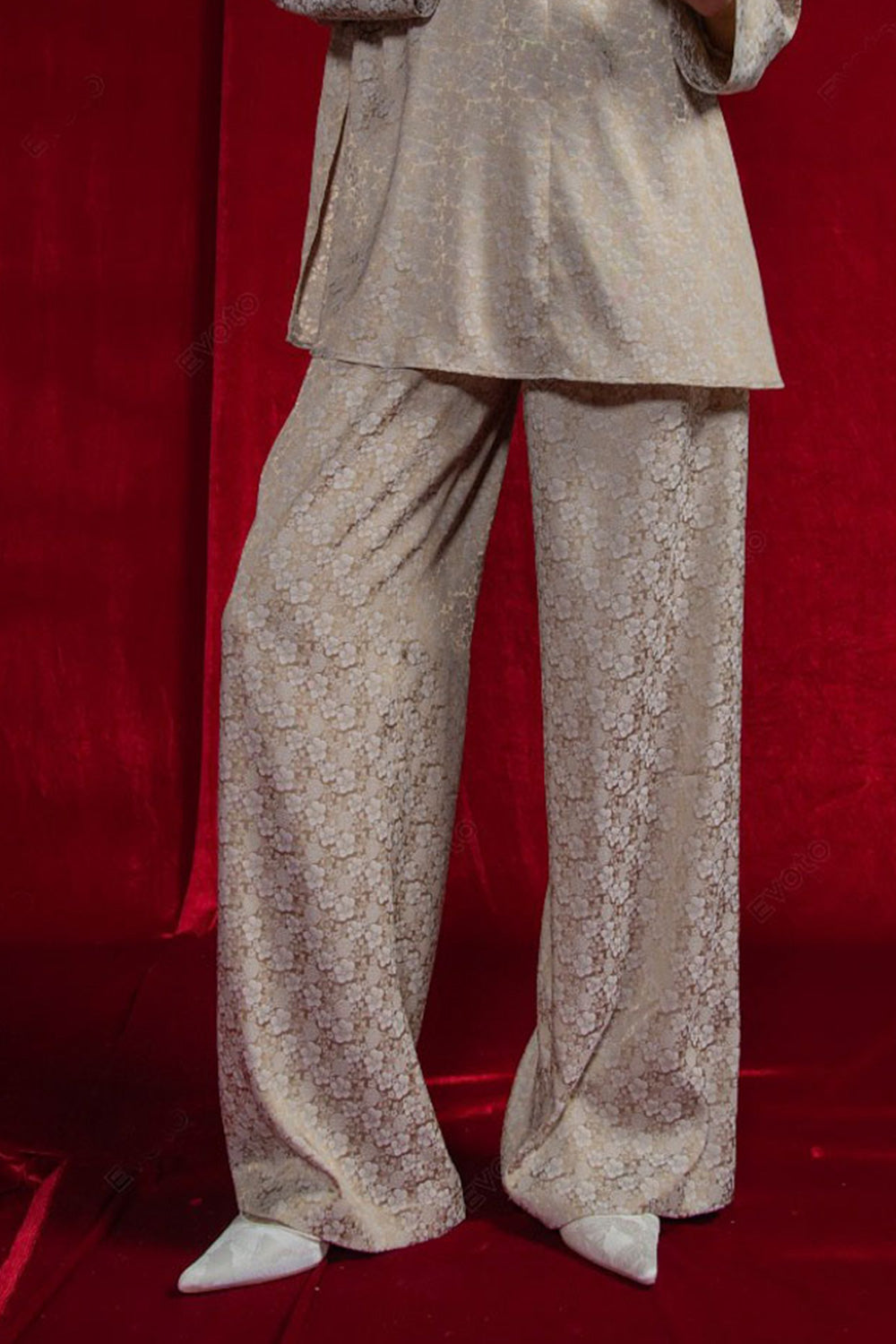 Cam Vien Straight Wide Leg Silk Floor Length Pants