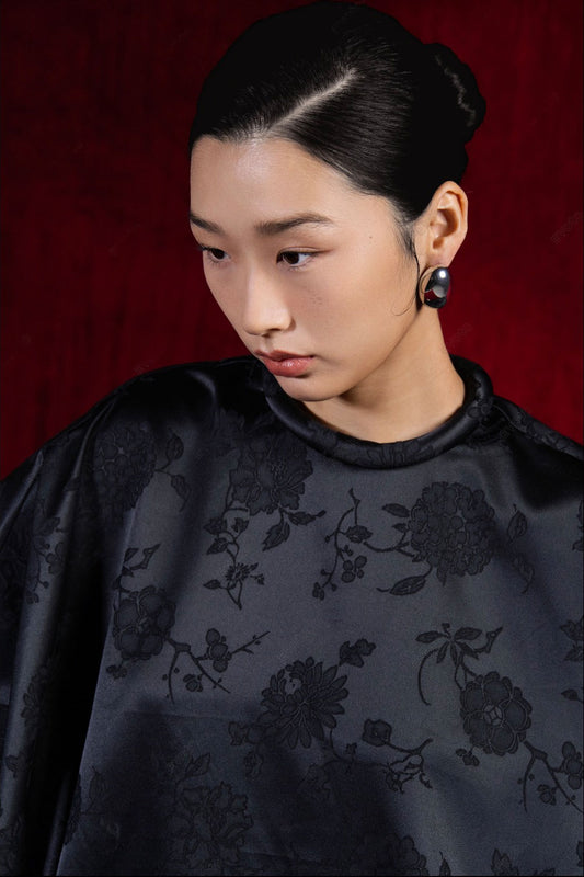 Bich Tam Straight Mock Neck Silk Top