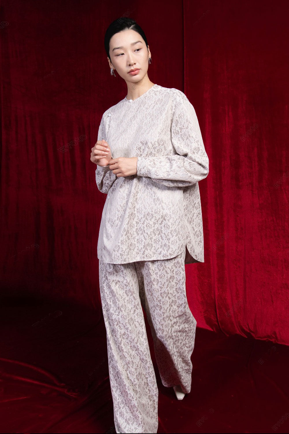 Cam Vien Straight Wide Leg Silk Floor Length Pants