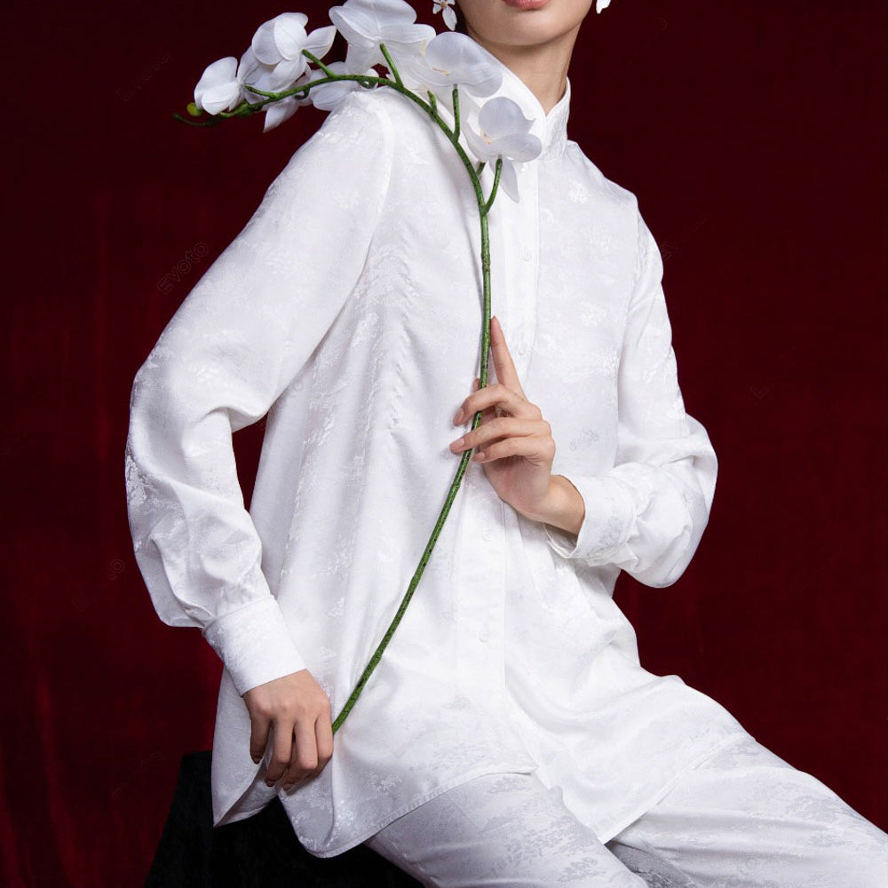 Xuan Chi Straight Cuff Sleeved Silk Top