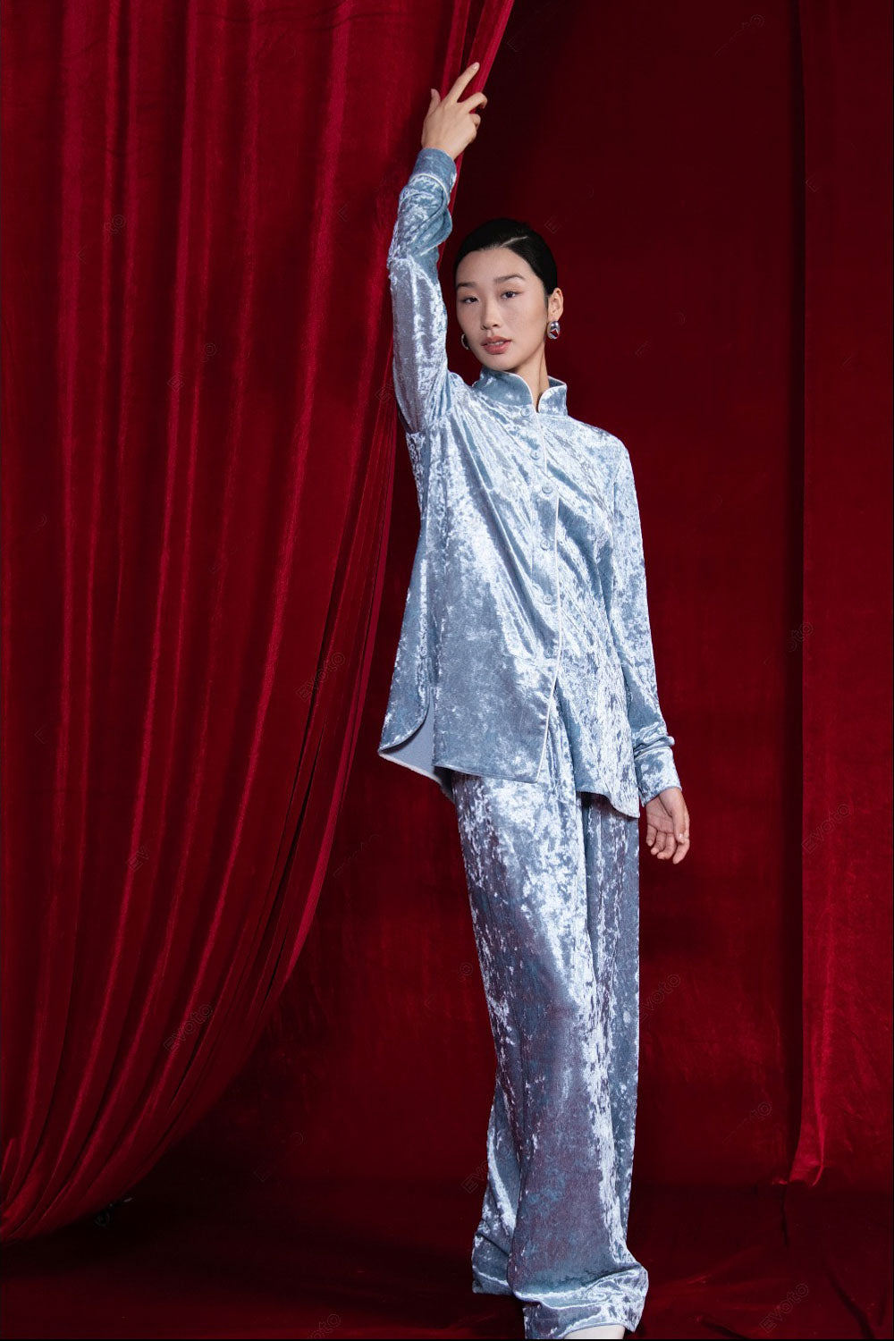 Cam Vien Straight Wide Leg Silk Floor Length Pants