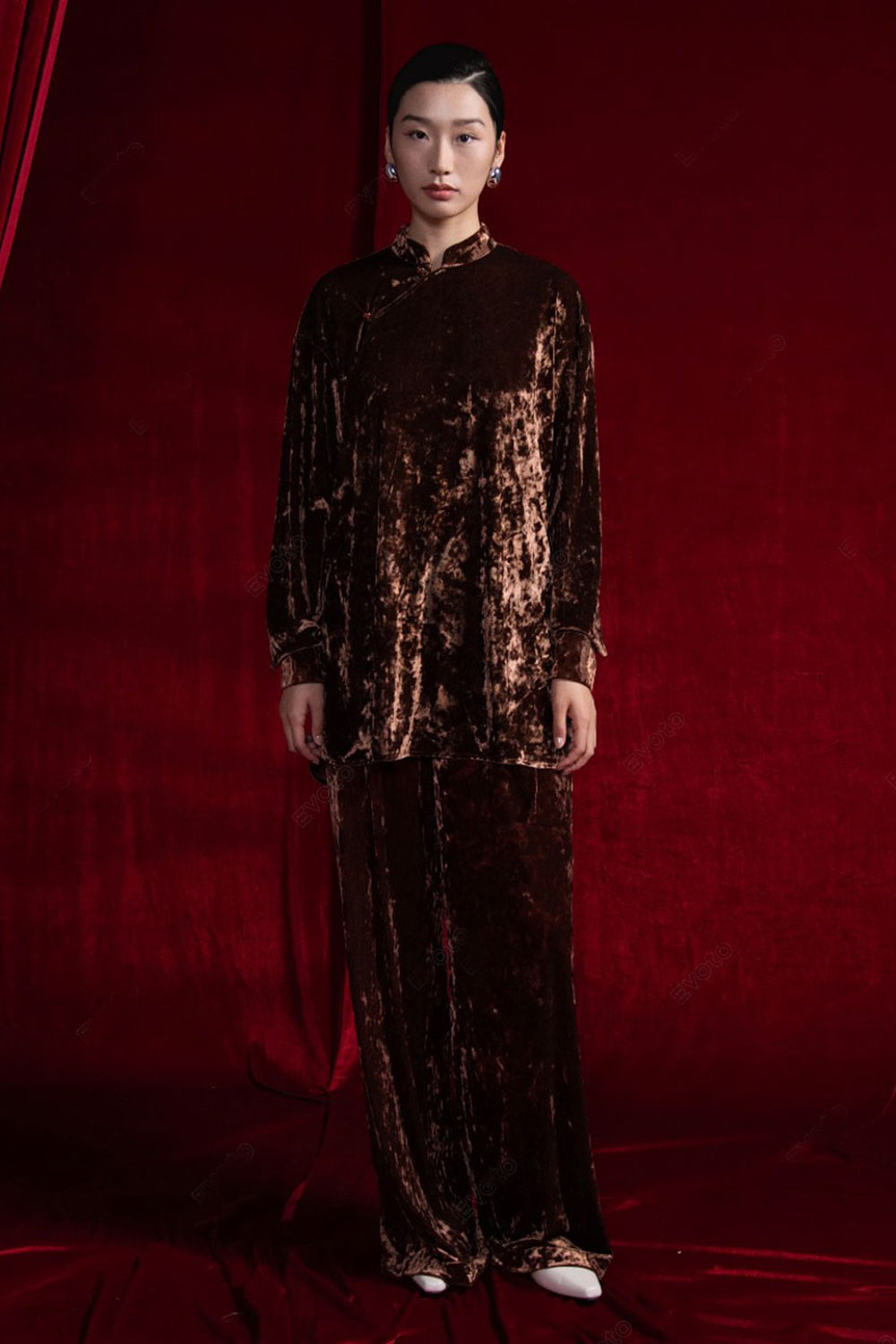 Cam Vien Straight Wide Leg Silk Floor Length Pants