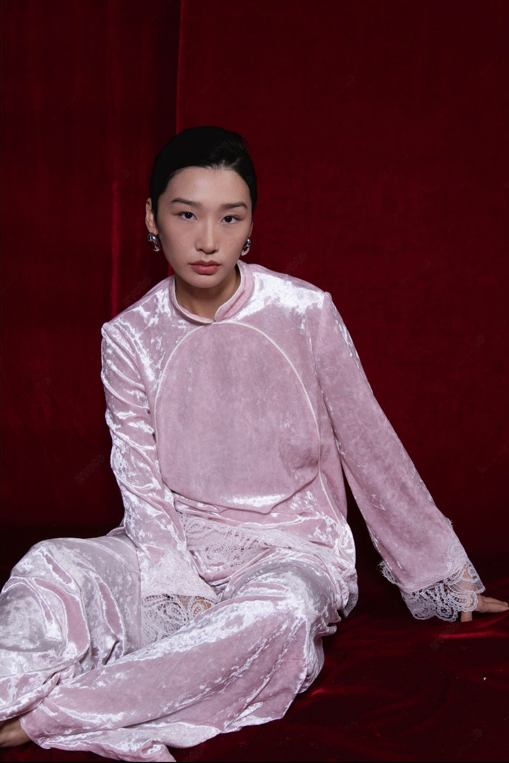 Lien Kieu Straight Wide Sleeved Velvet Top