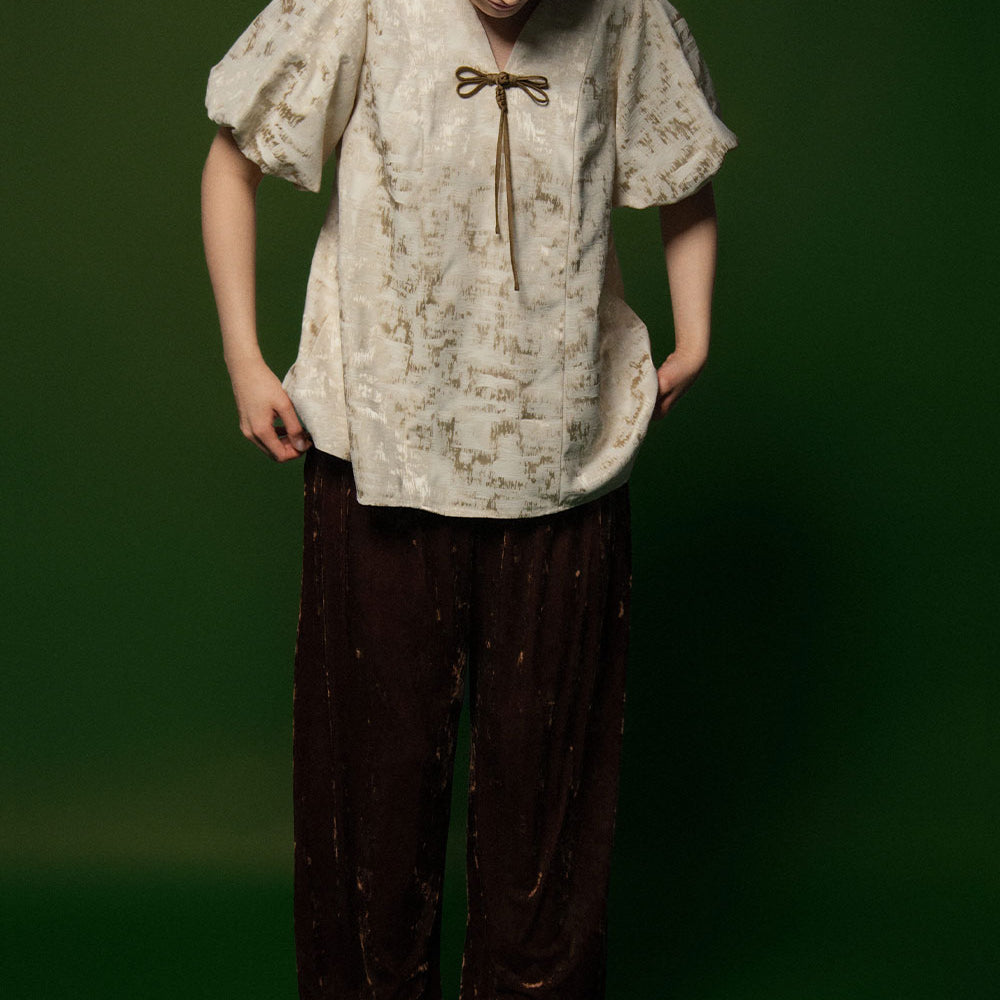 Thach Thao Straight Wide Leg Velvet Floor Length Pants