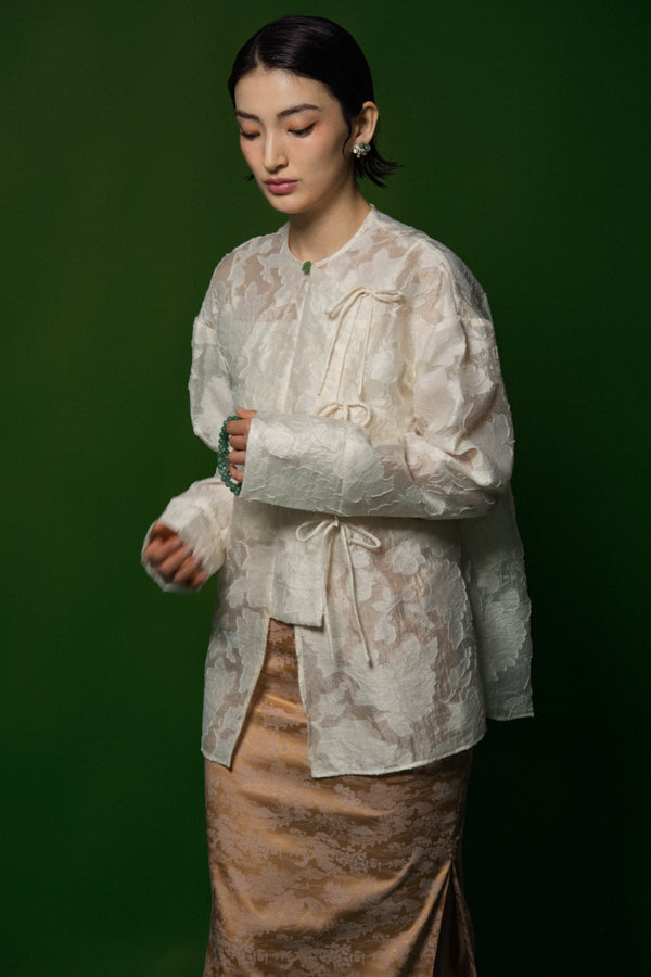 Thanh Lieu Straight Side Pocket Silk Ankle Length Skirt