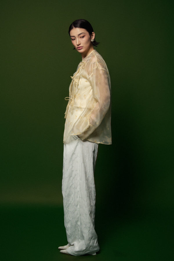 Thach Thao Straight Wide Leg Velvet Floor Length Pants