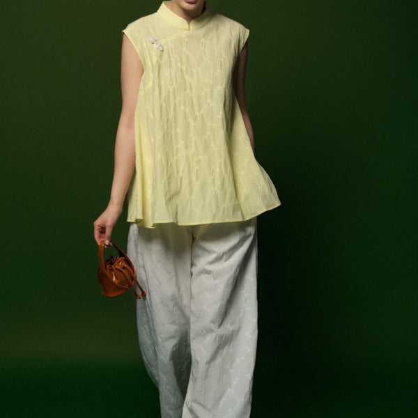 Nhat Ha Trapezoid Cap Sleeved Raw Fabric Top