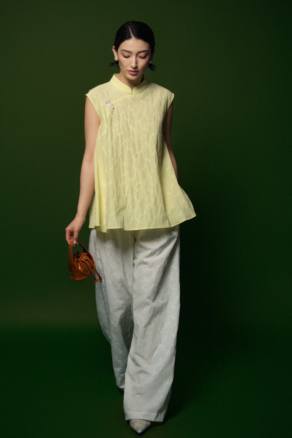 Nhat Ha Trapezoid Cap Sleeved Raw Fabric Top