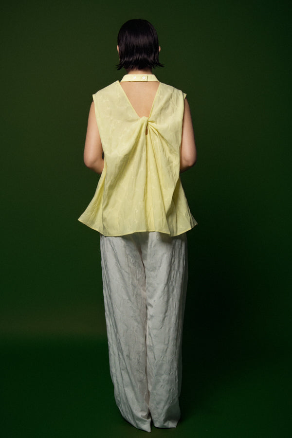 Nhat Ha Trapezoid Cap Sleeved Raw Fabric Top