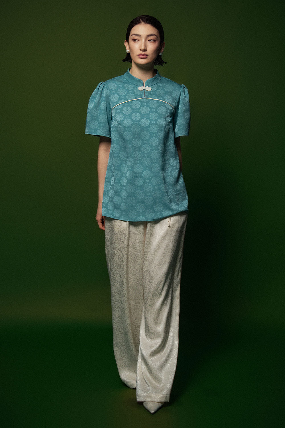 Bich Thuy Trapezoid Short Sleeved Silk Top