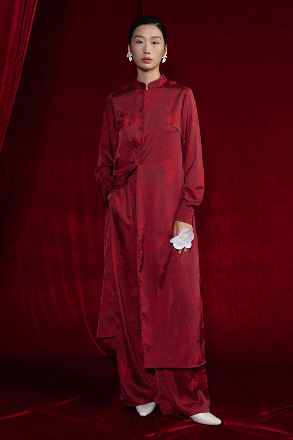 Nguyet Tu Slit Cuff Sleeved Silk Midi Ao Dai