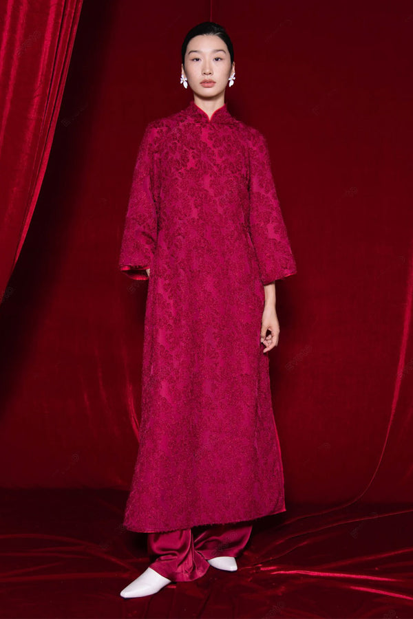 Yen Hoa Trapezoid 3/4 Sleeved Lace Midi Ao Dai