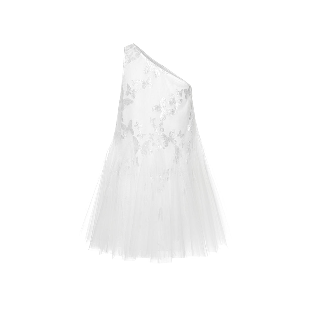 Viorein Babydoll One Shoulder Tulle Top
