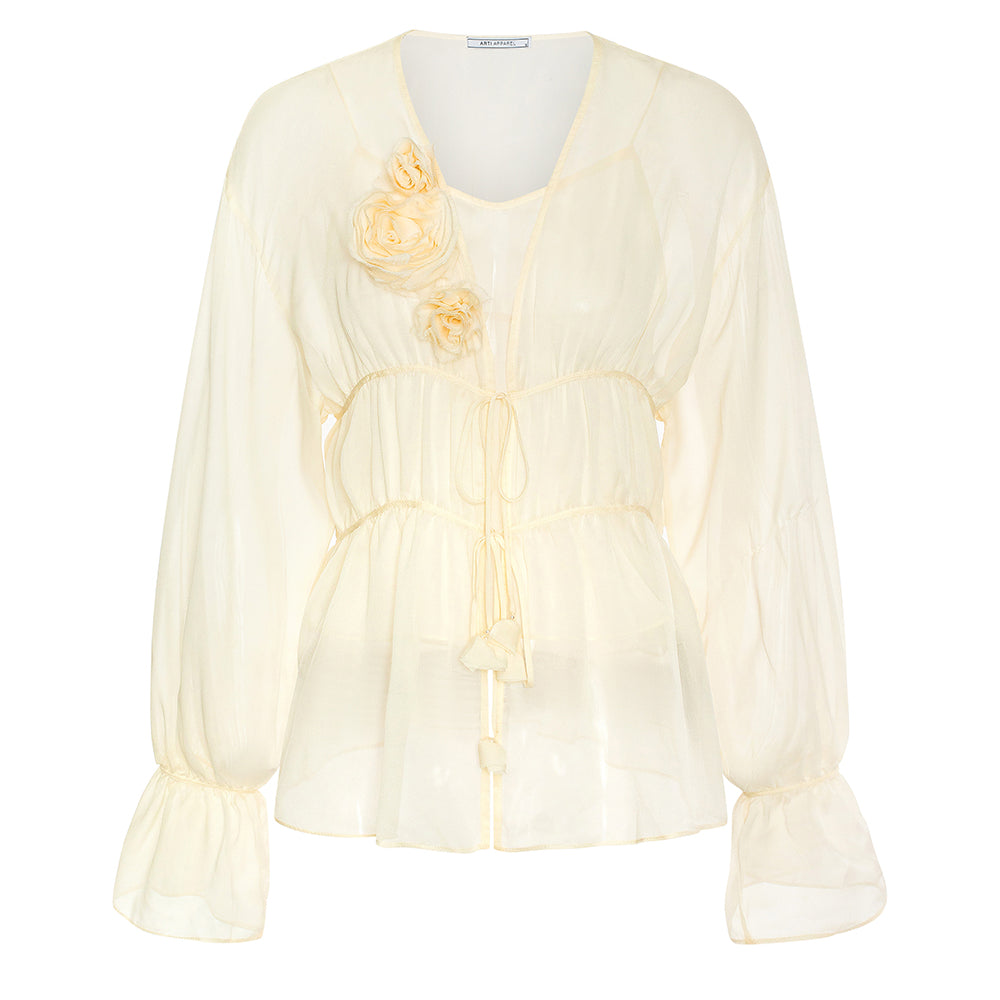 Serin Blouson V-Neck Georgette Blouse