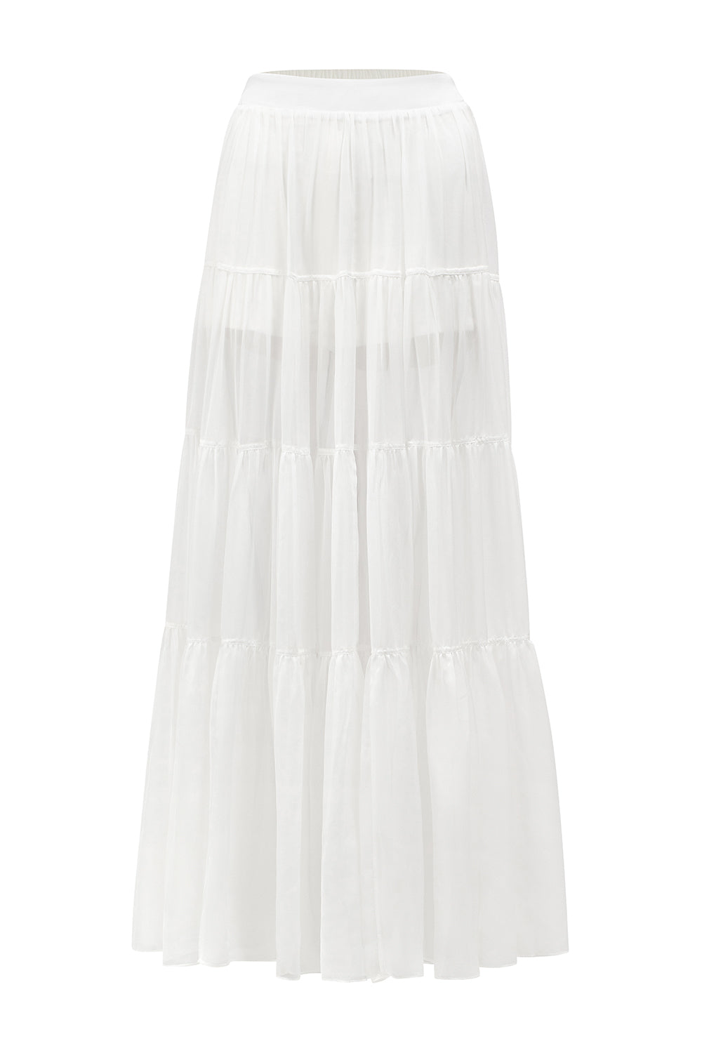 Viorein A-line Tiered Georgette Maxi Skirt