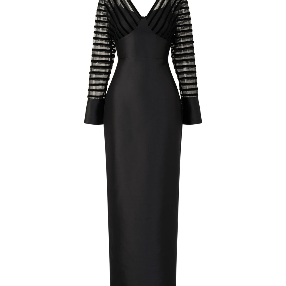 Tracy Cuff Sleeve Taffeta Maxi Dress