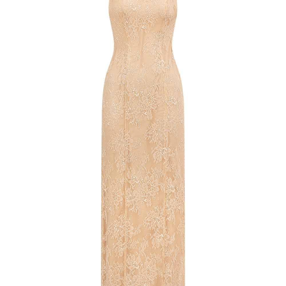 Gem Halter Lace Maxi Dress
