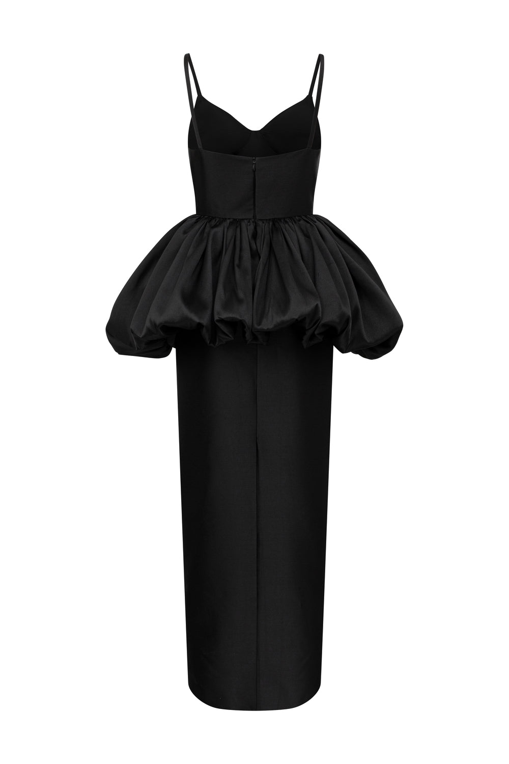 black satin peplum dress Ebony Black Satin and Matte Crepe Peplum Dress thebridalgods
