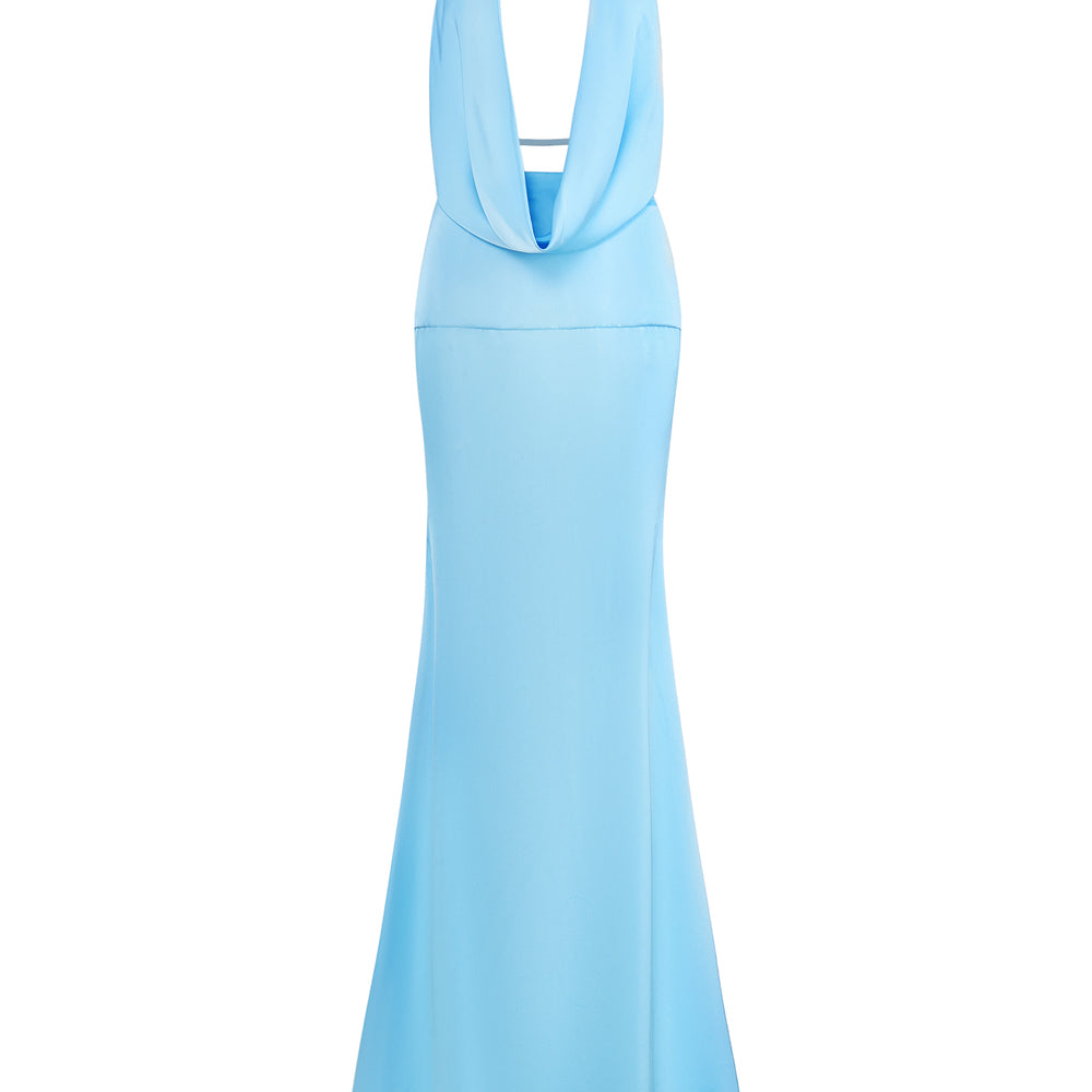 Solène Mermaid Cowl Neck Silk Blend Floor Length Dress