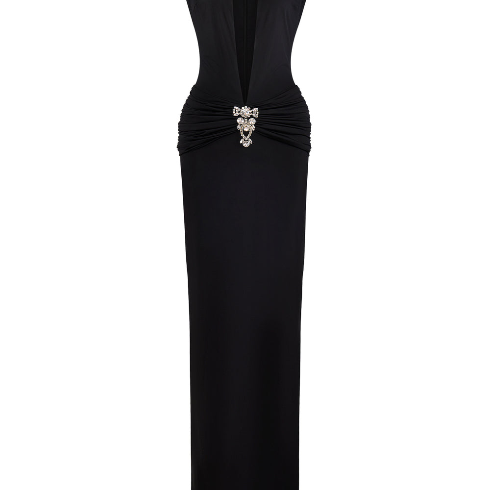 Vionna Bodycon Cap Sleeved Spandex Floor Length Dress