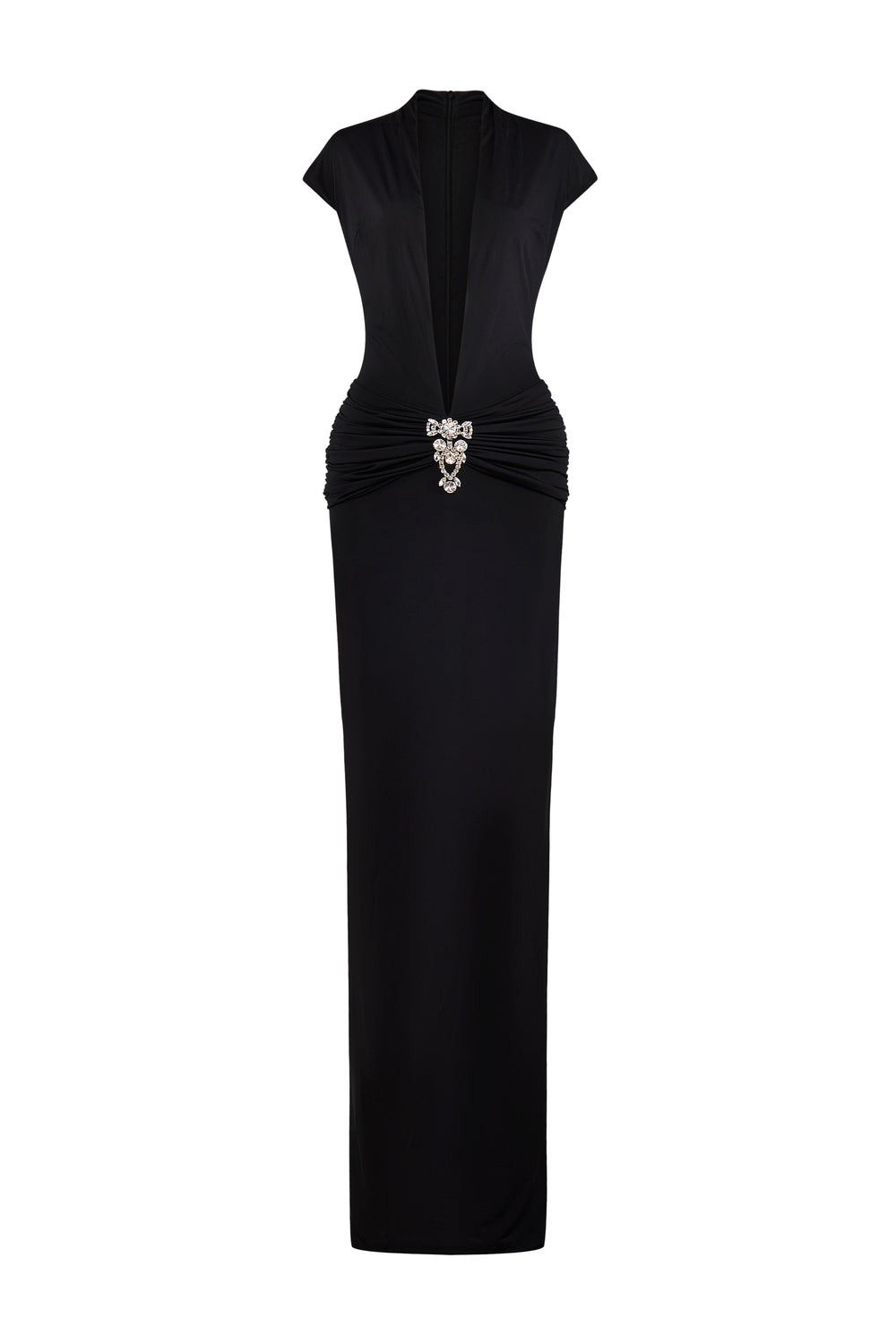 Vionna Bodycon Cap Sleeved Spandex Floor Length Dress