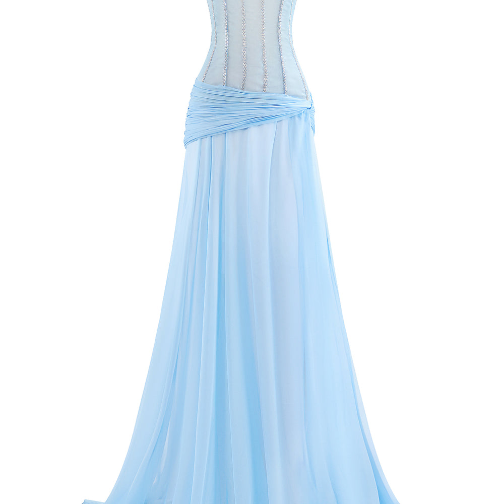 Cirelle Sheath Scoop Neck Chiffon Floor Length Dress