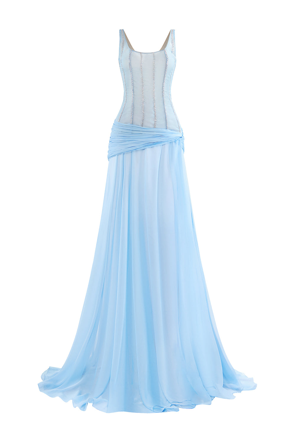 Cirelle Sheath Scoop Neck Chiffon Floor Length Dress