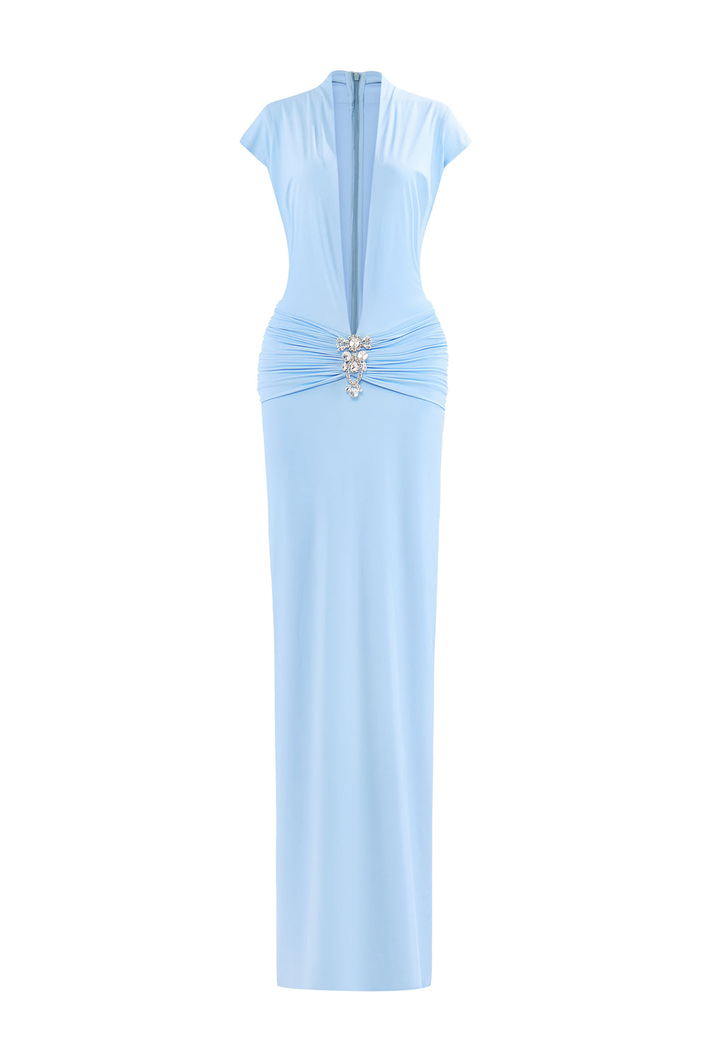 Vionna Bodycon Cap Sleeved Spandex Floor Length Dress