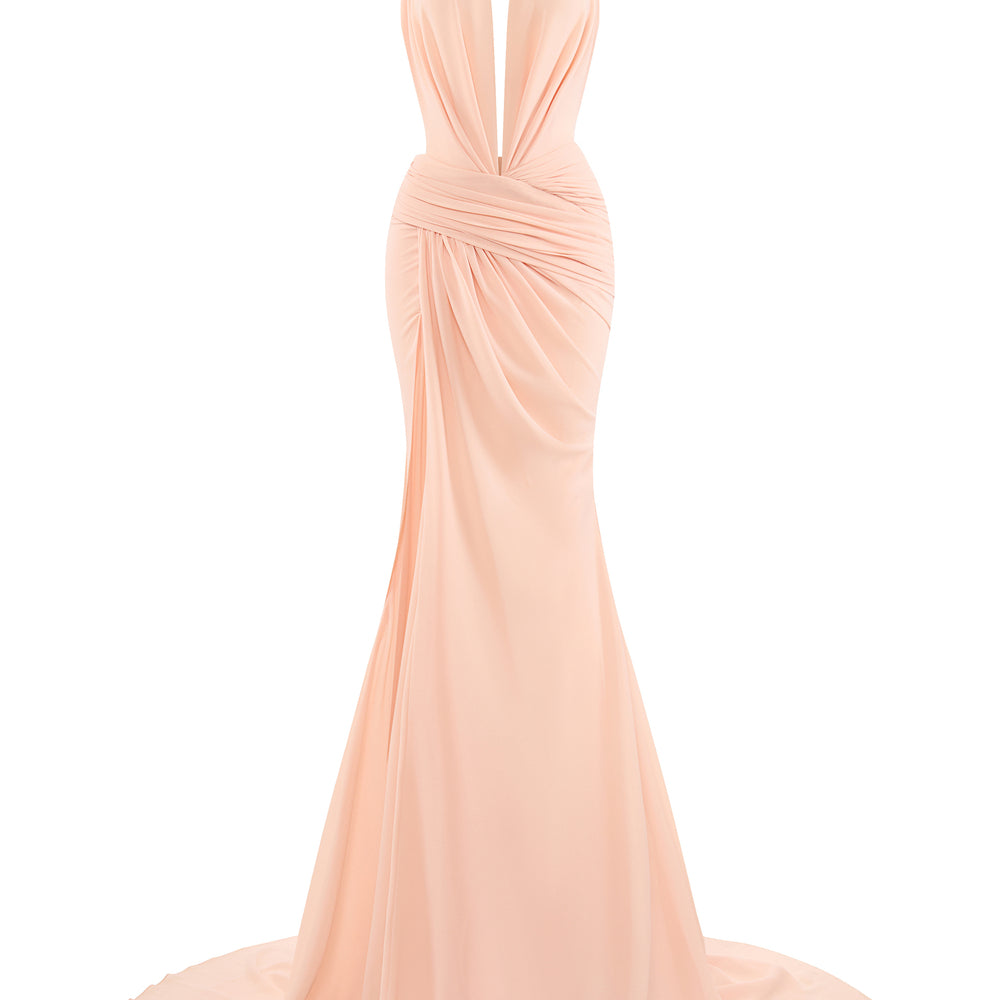 Orlyth Sheath Side Slit Chiffon Floor Length Dress