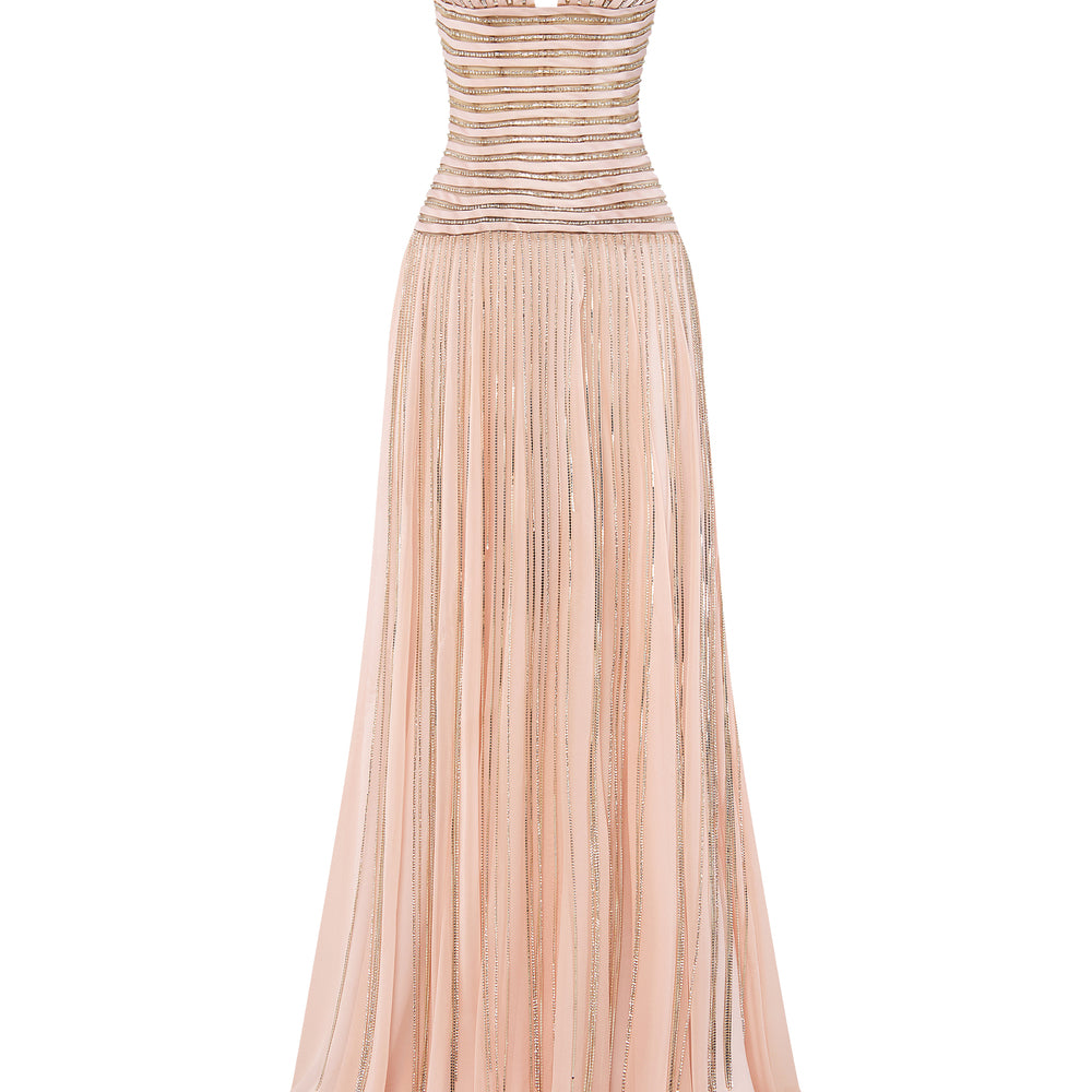 Avielle Sheath V-Neck Chiffon Floor Length Dress