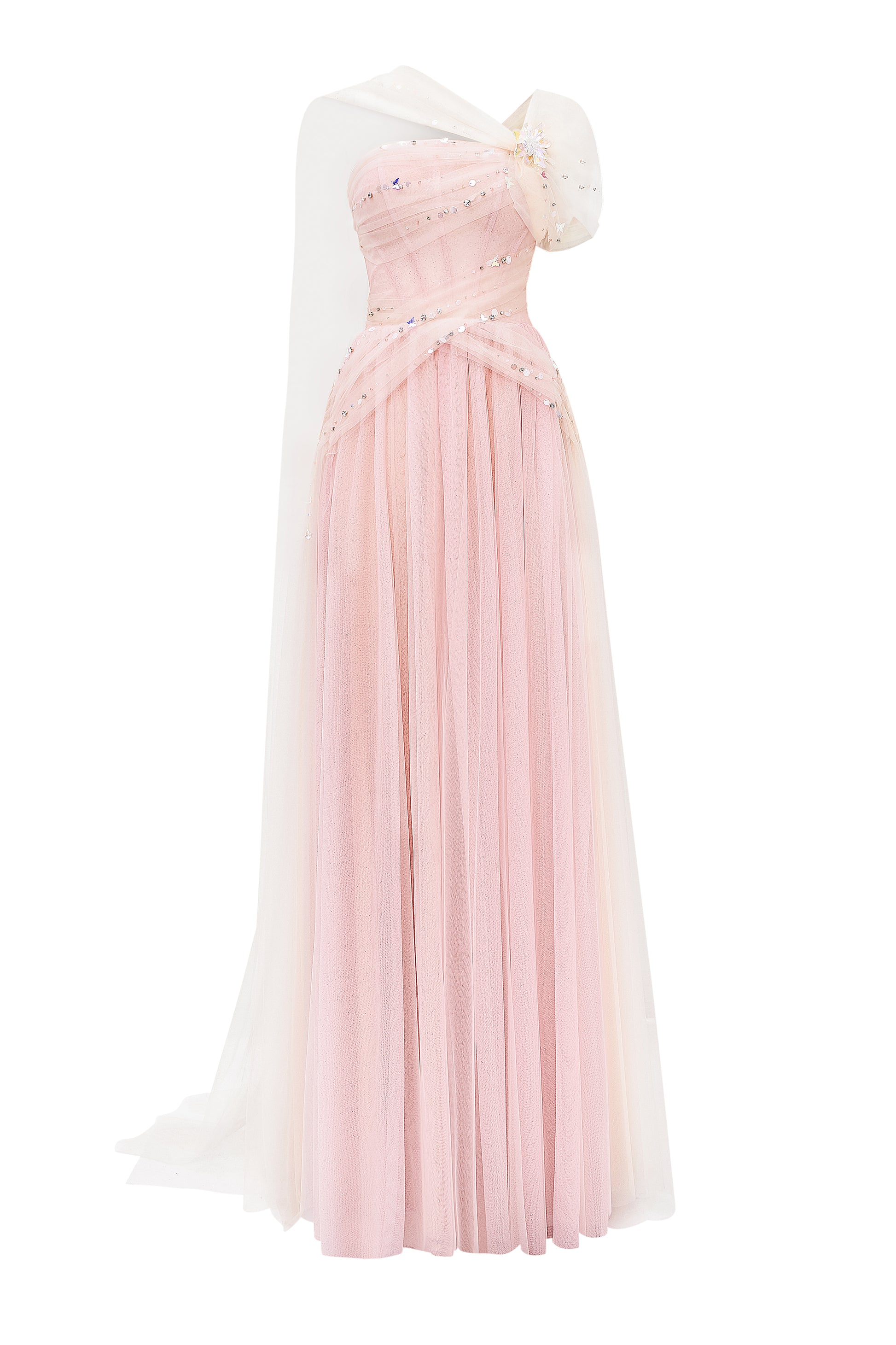 Balévia Asymmetric Neck Maxi Dress Blush Pink / M